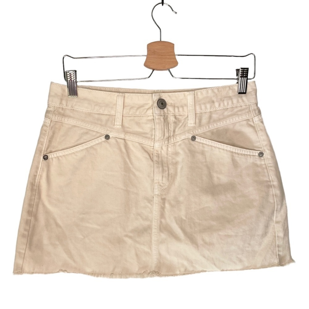 American Eagle | AEO Cream Hi Rise Festival Mini Jean Skirt
